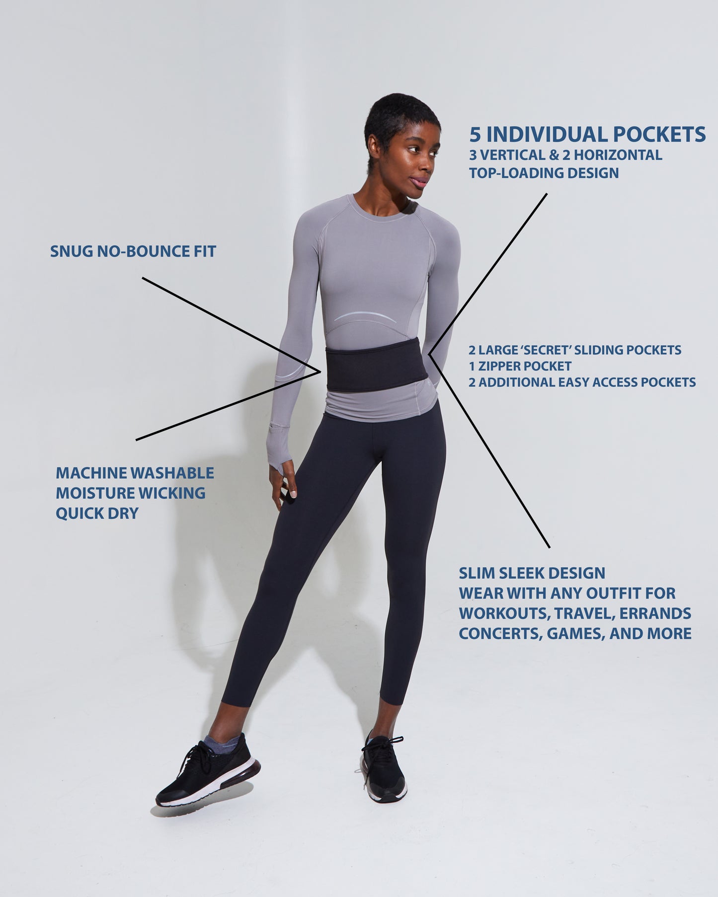 PocketCor® Belt - 5 Pockets - Black